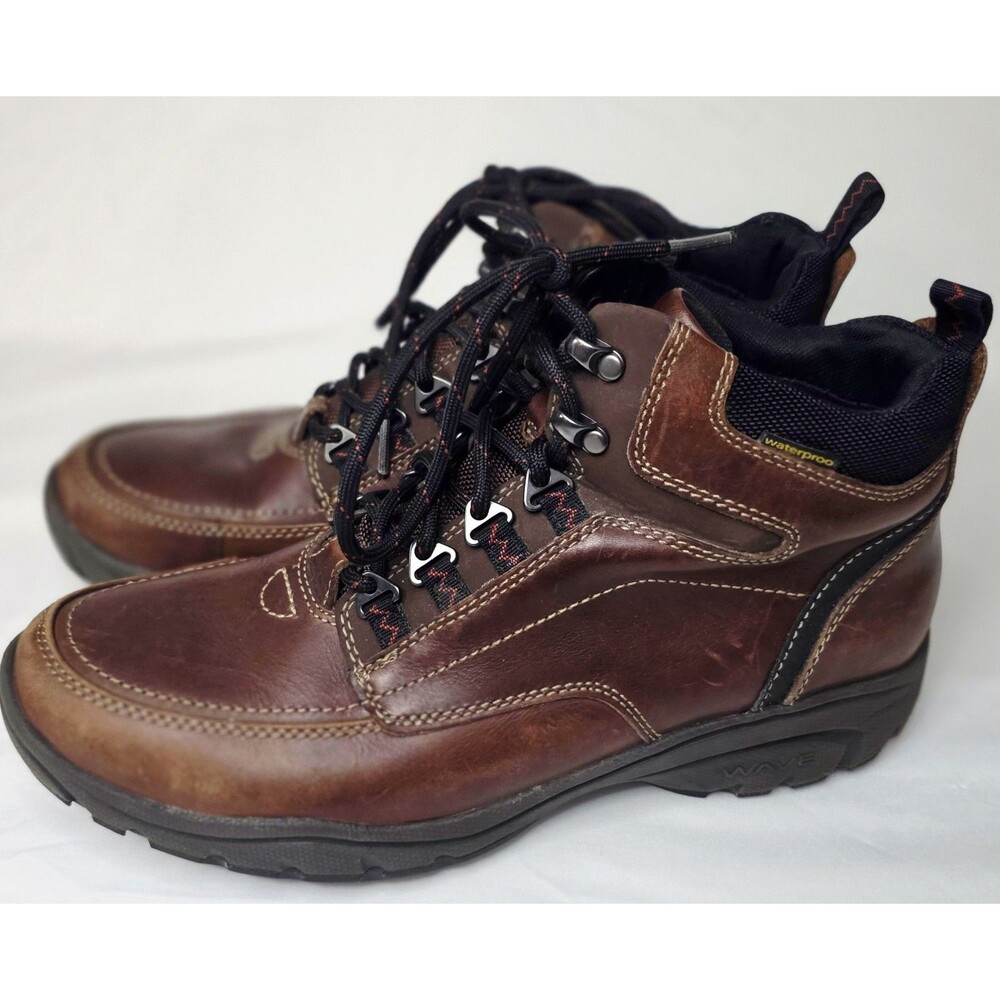 Clarks Wave Walk Waterproof Ankle Boots Men 10.5 Brown Leather Lace Up Hiking